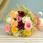 Elegant Mixed Rose Bouquet with Pink Ribbon