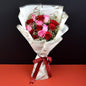 Elegant Mixed Rose Bouquet with Pink Ribbon