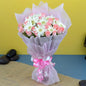 Elegant Mixed Rose Bouquet with Pink Ribbon