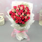 Elegant Mixed Rose Bouquet with Pink Ribbon