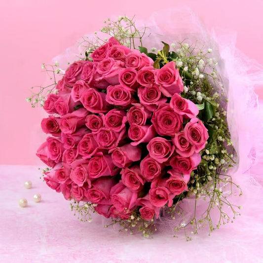 Elegant Mixed Rose Bouquet with Pink Ribbon
